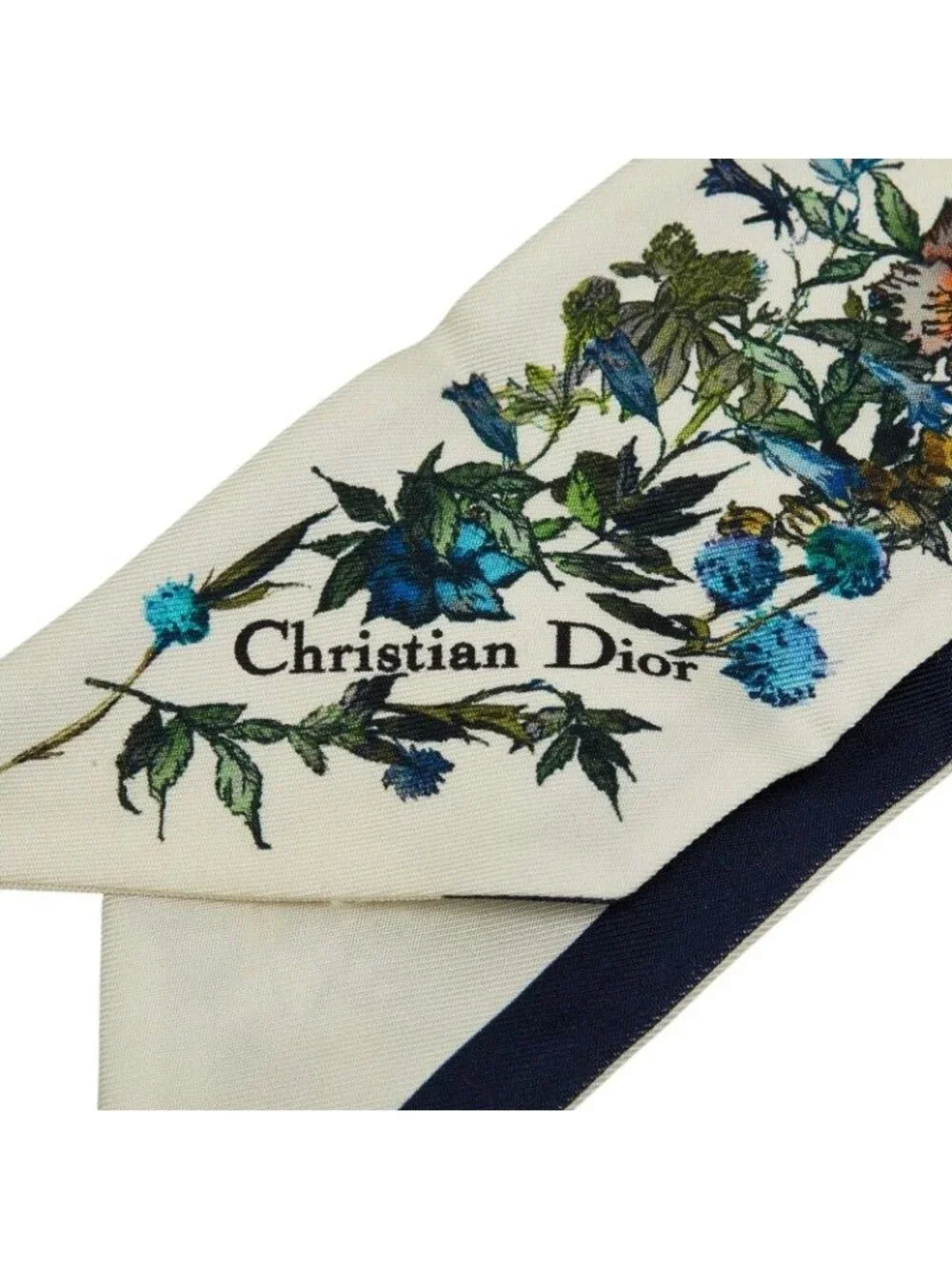 Dior Mizza Floral Scarf White Multicolor Silk